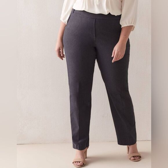 New With Tag Addition Elle Plus Size 28 Petite Dark Grey Straight Leg Ankle Pant - Picture 4 of 14